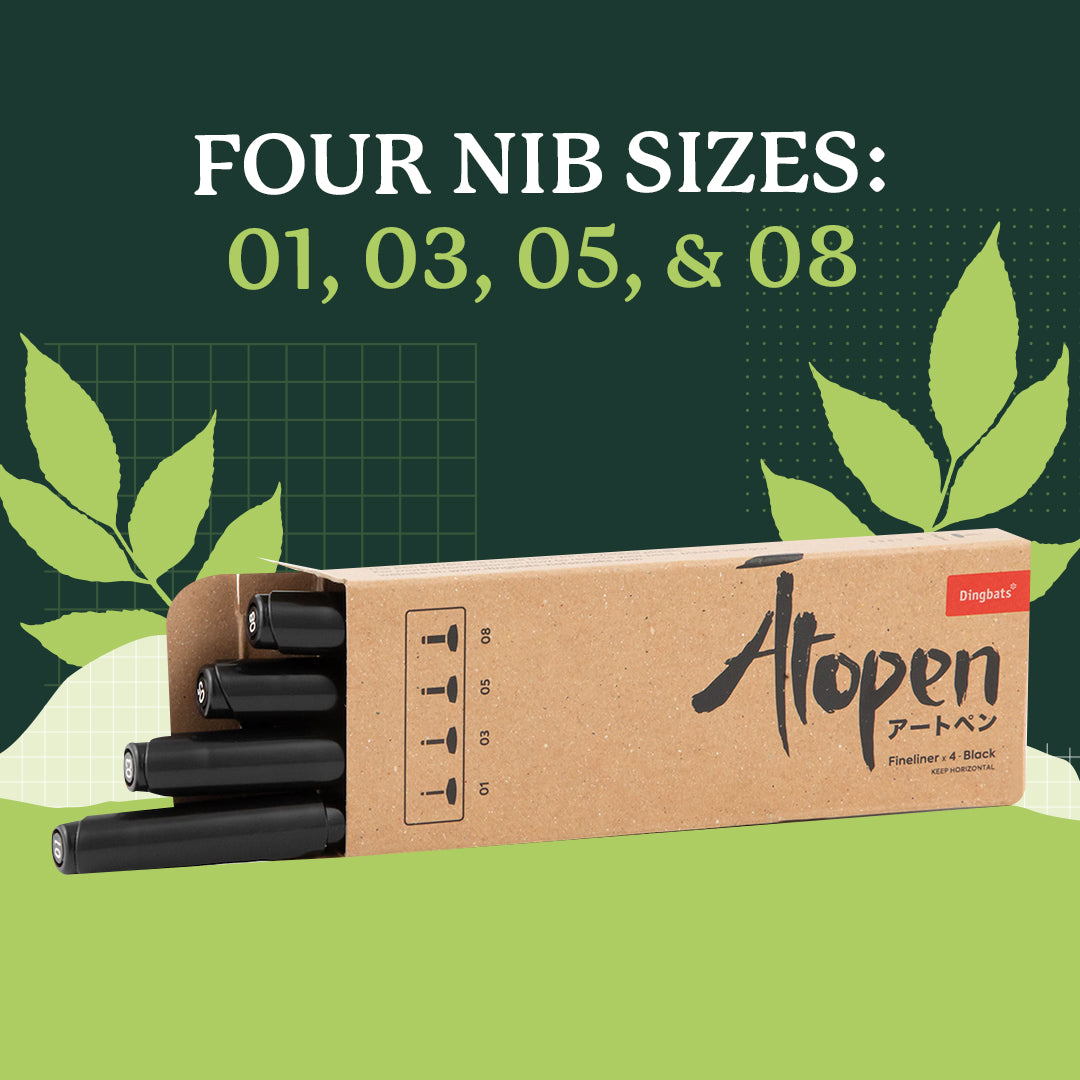 Black Fineliner 4pc Set - 01 03 05 08