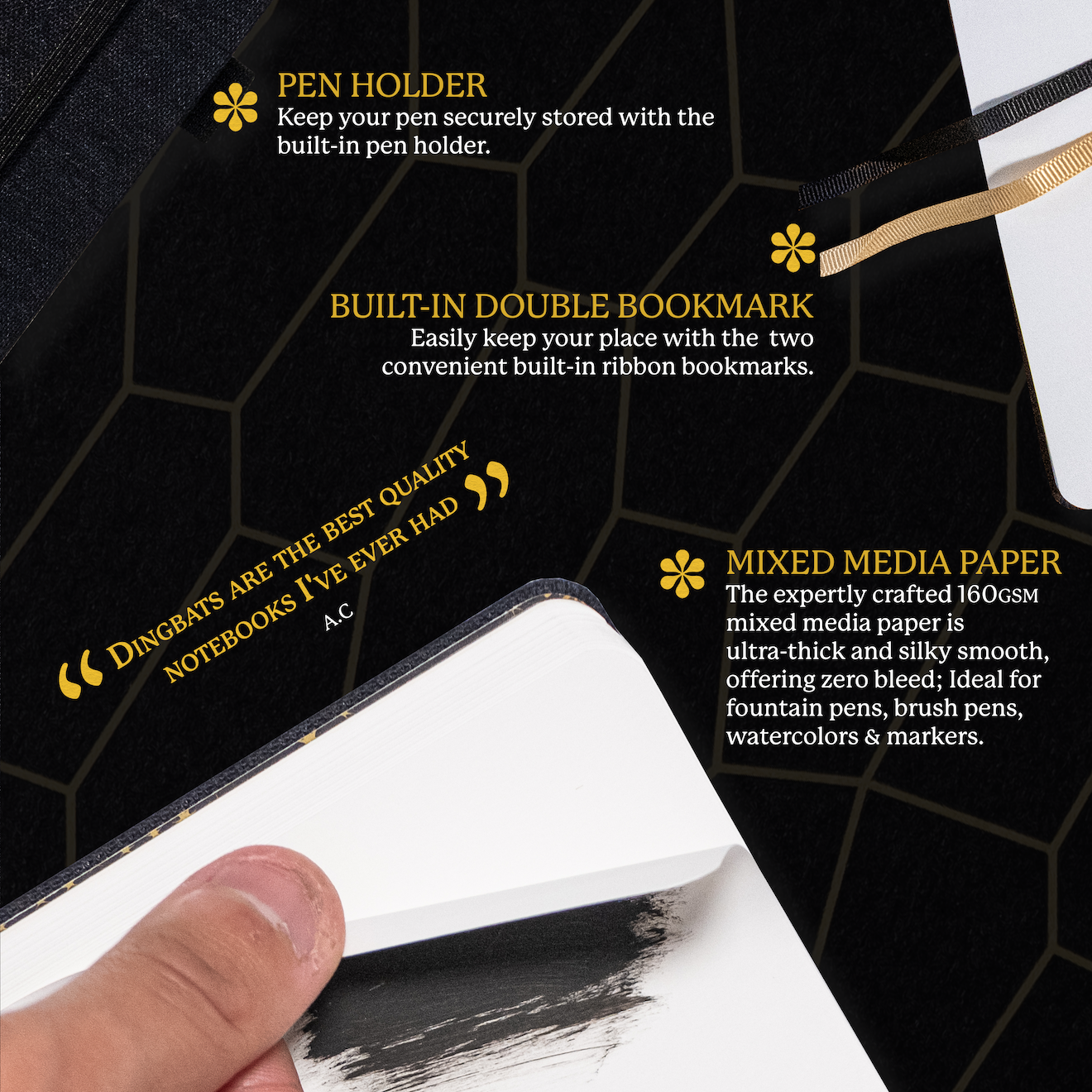 Black & Gold Bee B5 (6.9 x 9.8 in)