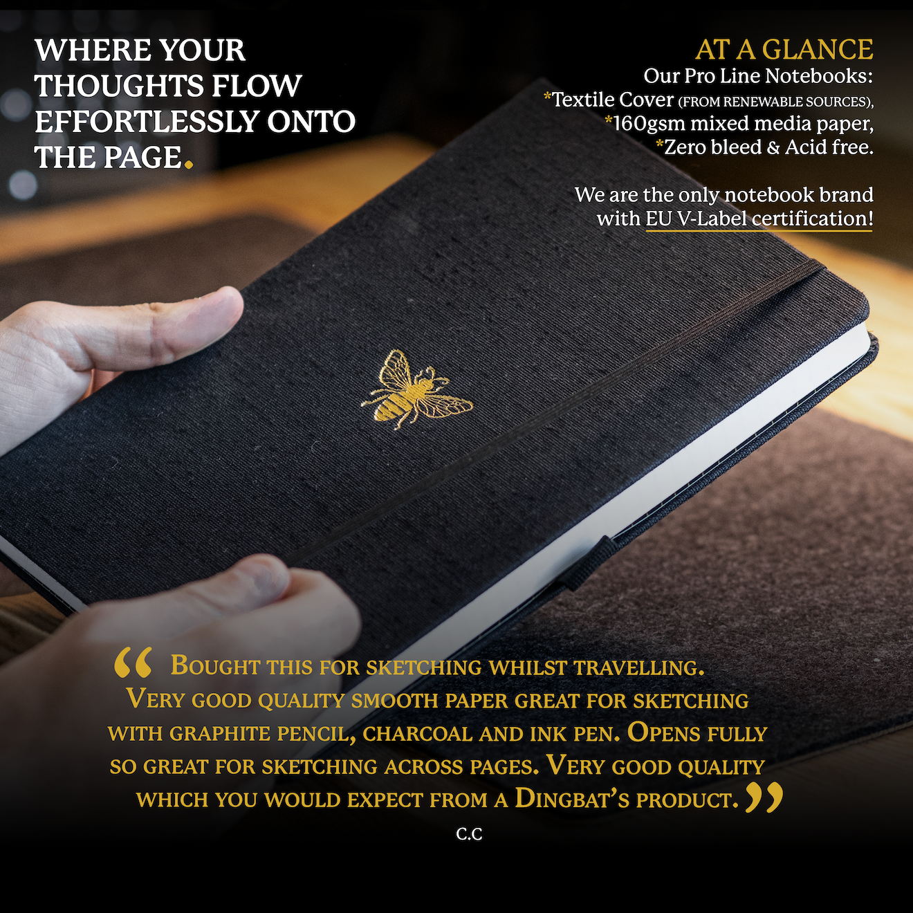 Black & Gold Bee B5 (6.9 x 9.8 in)