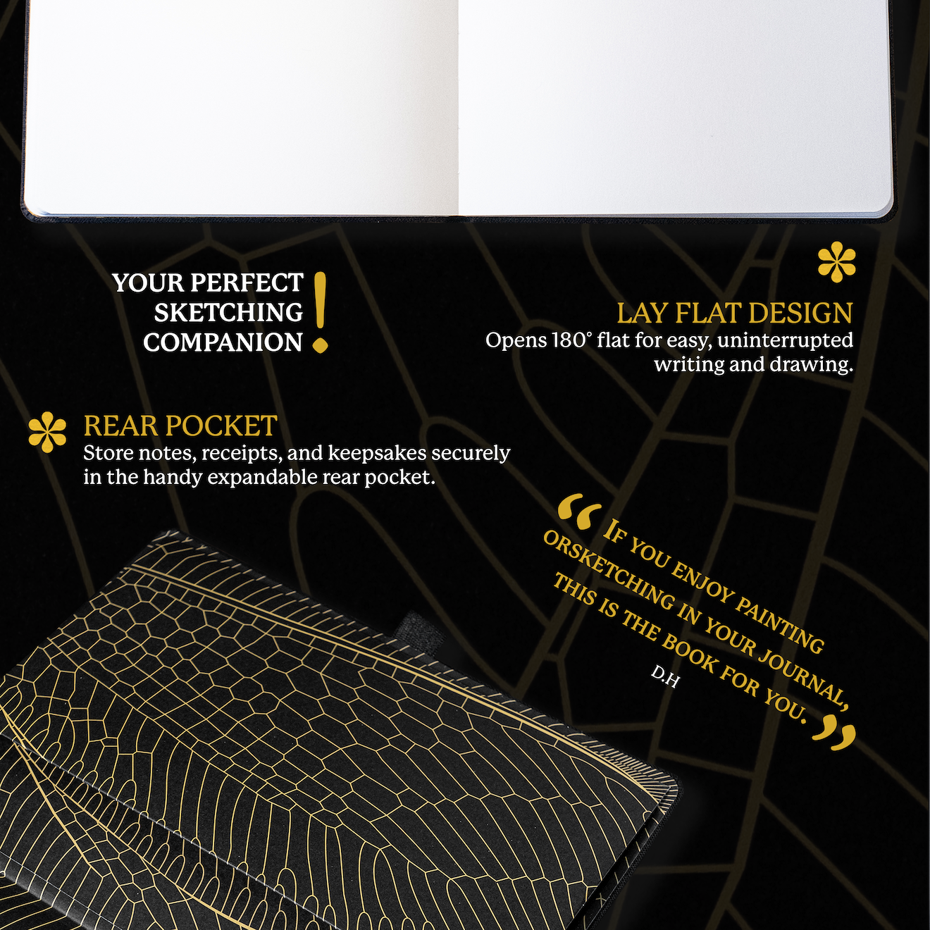Black & Gold Bee B5 (6.9 x 9.8 in) with Gift Box