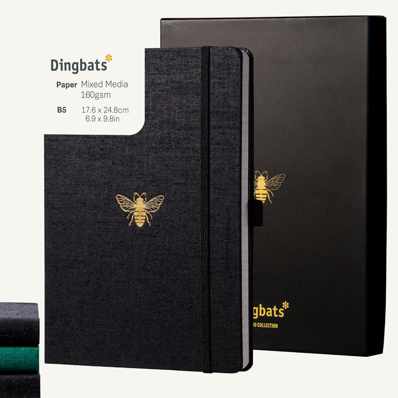 Black & Gold Bee B5 (6.9 x 9.8 in) with Gift Box
